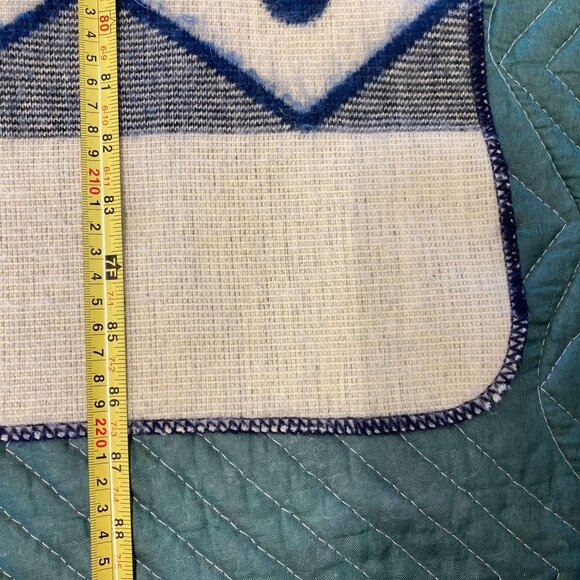 Handcrafted Blue & Cream Tribal Alpaca Blend Twin Blanket Ecuador 86 x79 - Picture 6 of 6